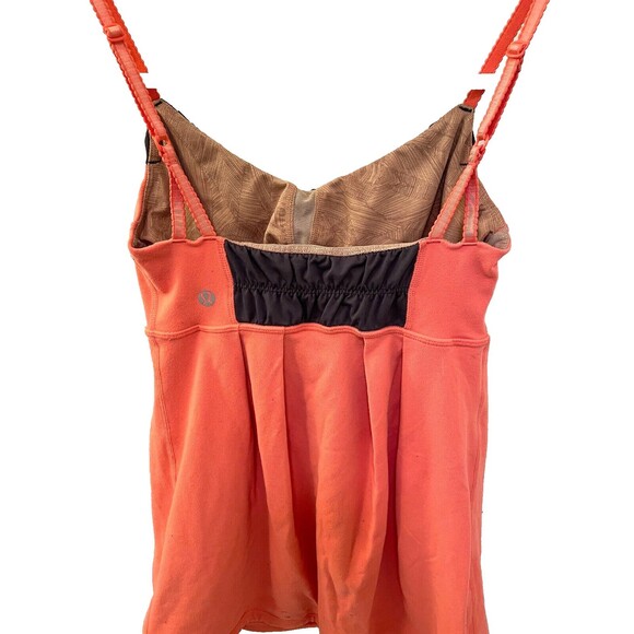 Lululemon Womens Yogi Dance Tank Top Size 4 Coral Gray Luon Ruched Ruffled - Picture 7 of 7